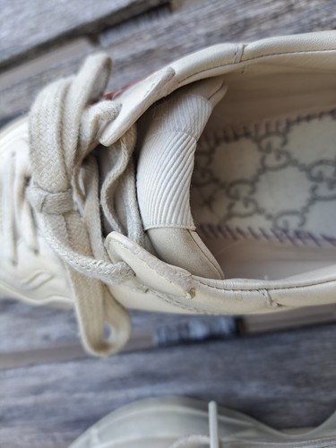 GUCCI Rhyton "MOUTH/Red Lips/Tongue" Distressed Sneakers Leather/White 6/6.5 - 第 11/14 張圖片
