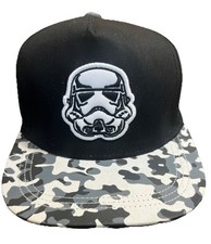 Star Wars Storm Trooper Hat BLK Camo Visor Youth Size L/XL 8 SnapBack Patch Cap