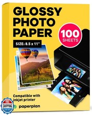 Glossy Photo Paper For Printer 8.5 x 11" - 100 Sheets - Works w