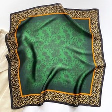 100 Mulberry Silk 65 65cm Square Scarf Women Neckerchief Wrap Vintage GREEN