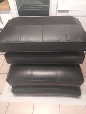 4 COUSSINS EN VERITABLE CUIR NOIR NEUF 3 PLACE (Jamais Servis)
