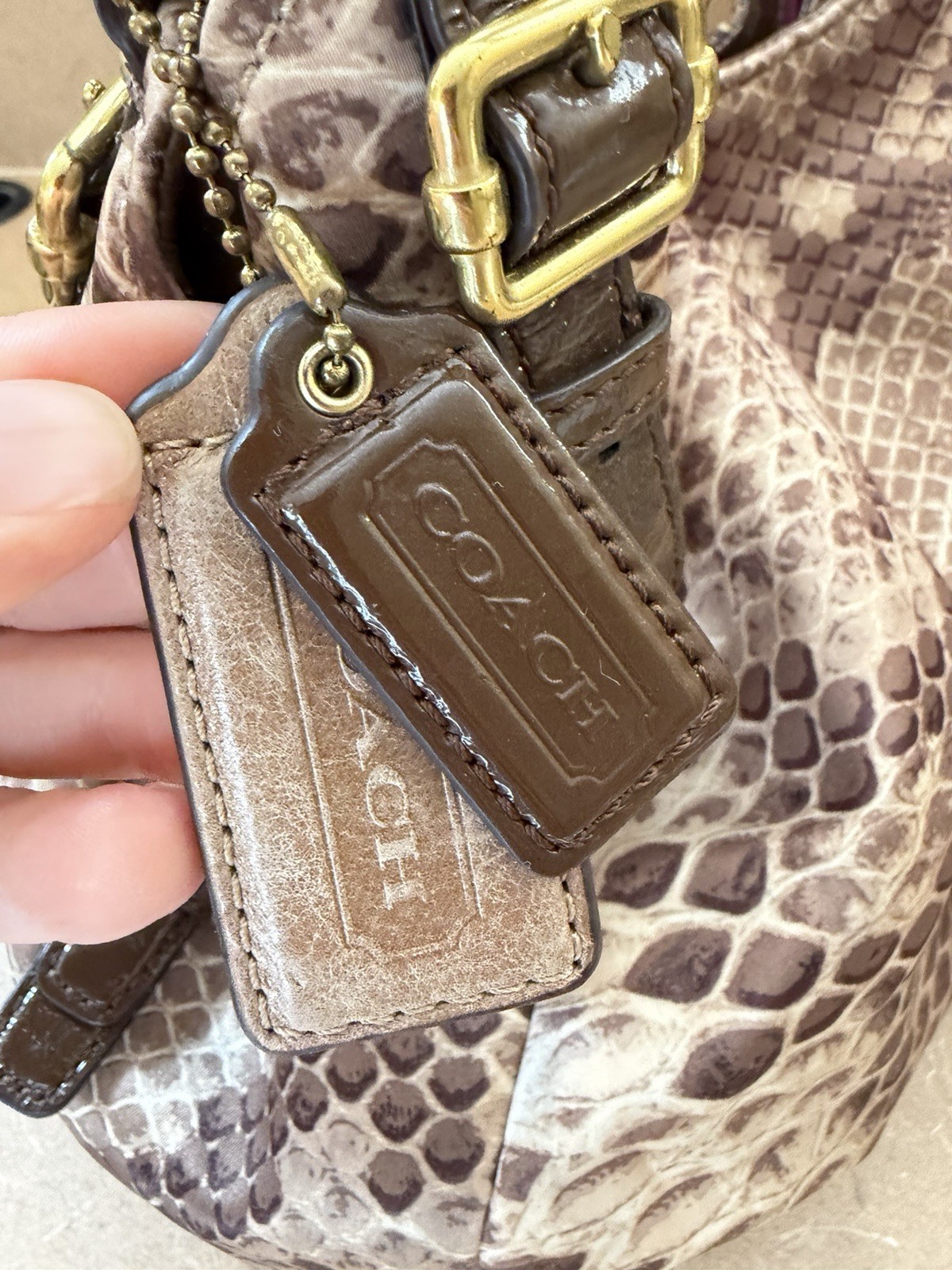 Coach Madison Maggie Brown Patent Python Print Sa… - image 8