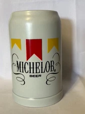 Michelob Ribbons Label 1L Stein Ceramarte Brazil 7 1/4" Vintage