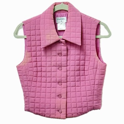 CHANEL P15739 00S CC CC Mark Quilted Sleeveless Tops Outerwear