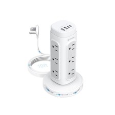 TROND Semi-Retractable Power Strip Tower - Flat Plug Surge Protecto... Fast Ship