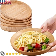 Eco Friendly Bamboo Plates Set Unbreakable Dinnerware 6 PCS Everyday Use