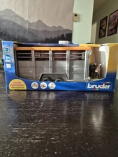 bruder Toys Minature Livestock Trailer with 1 Cow  #02227 NEW IN BOX GERMAN 2011