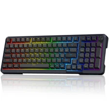 Wireless Mechanical Keyboard, 3 Mode Gasket Mounted RGB Gaming Keyboard with ...