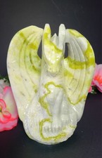 XX Large 6.5"  2.9lb Pretty Lemon Jade Flying Dragon Carving Stone Statue 1,168g