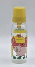 1995 Farm Animals Theme Baby Bottle Barn Pig Cat Sun Chicken 8oz Nursery Needs 