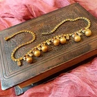 Vintage Amber Rhinestone and Faux Pearl Costume Jewelry Collar Necklace