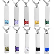 Urn Necklace for Ashes Birthstone Cube Urns for Human Ashes Memorial Ashes Chain