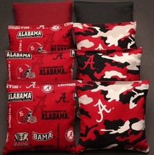 8 CORNHOLE BEANBAGS made w University of ALABAMA CRIMSON TIDE Fabric Handmade