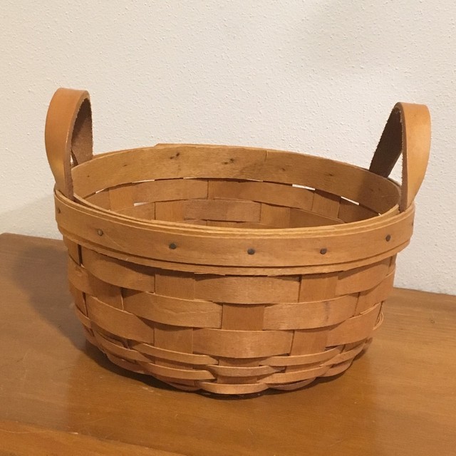 Longaberger 1993 Button Basket w / Leather Handles eBay