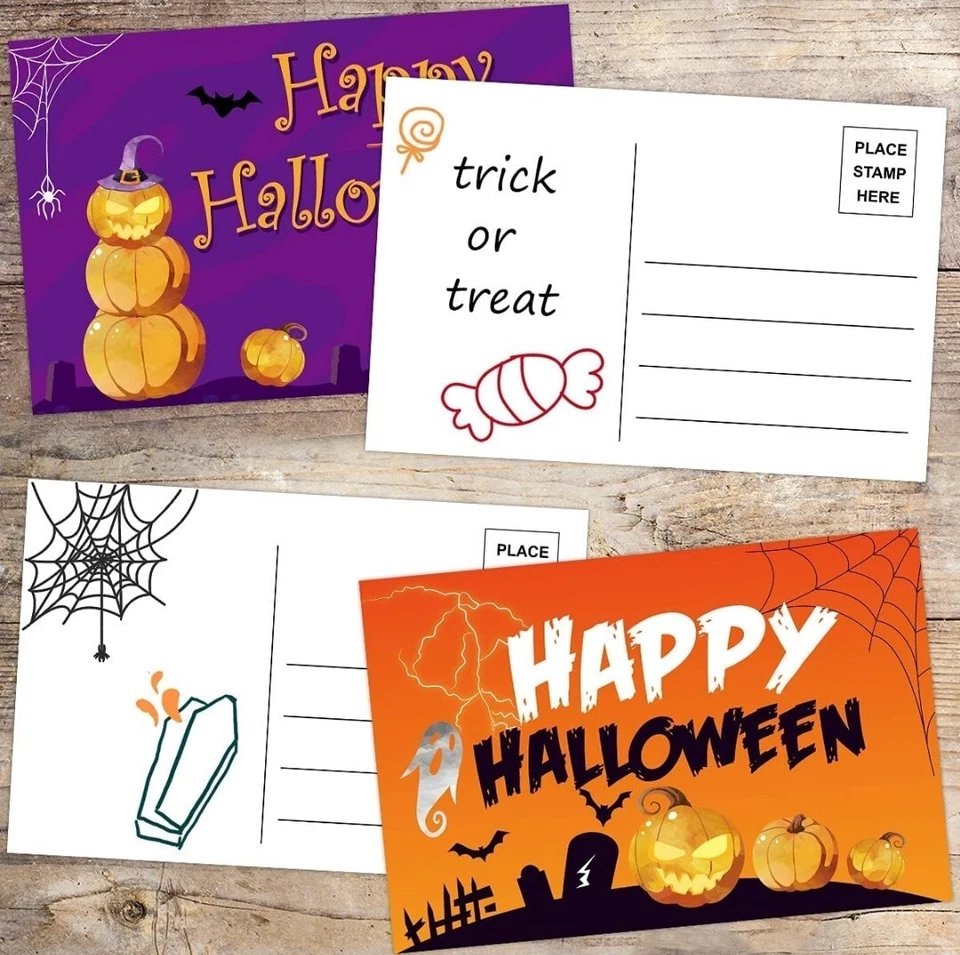 36 PIEZAS Postales de Halloween 6 Diseños para Niños Amigos Familia Divertidas Tarjetas de Felicitación Foto 3 de 3