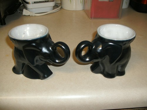 2 VTG Frankoma GOP Elephant Mugs 1971 Republican 5 oz Black Gloss - Picture 4 of 6