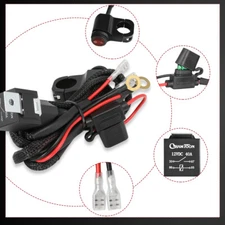 1-Way Motorcycle Wiring Harness Kit Handlebar Switch for LED Work Light ATV UTV