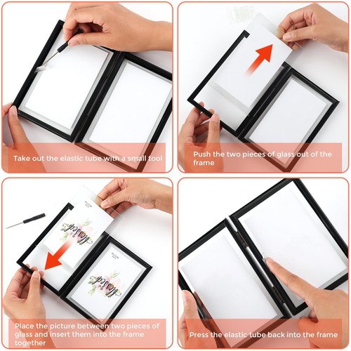 Light Gold 4x6 Hinged Double Metal Frame for 3x5 2x3 Photos - Picture 7 of 9