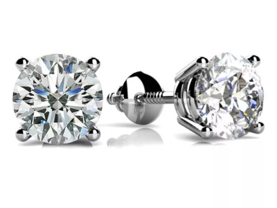 3,00 ct E VVS2 Rundschliff Lab gezüchteter Diamant Ohrstecker Schraubverschluss 14 Karat Gold