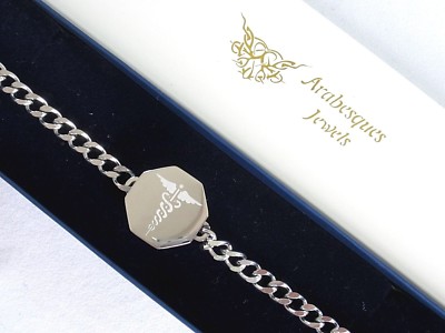 DAMEN/HERREN SOS ARMBAND WASSERDICHT MEDIZINISCHER ALARM/EDELSTAHL TALISMAN SILBER