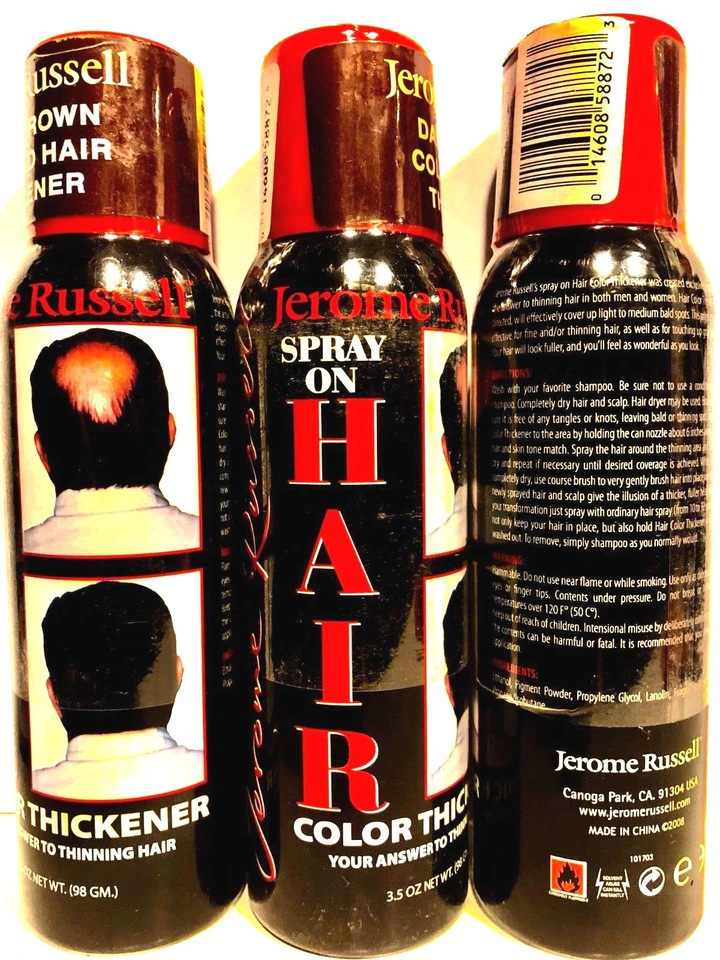 JEROME RUSSELL DARK BROWN  SPRAY ON  HAIR COLOR THICKENER 3.5 OZ  3 CANS - Image 2 of 2