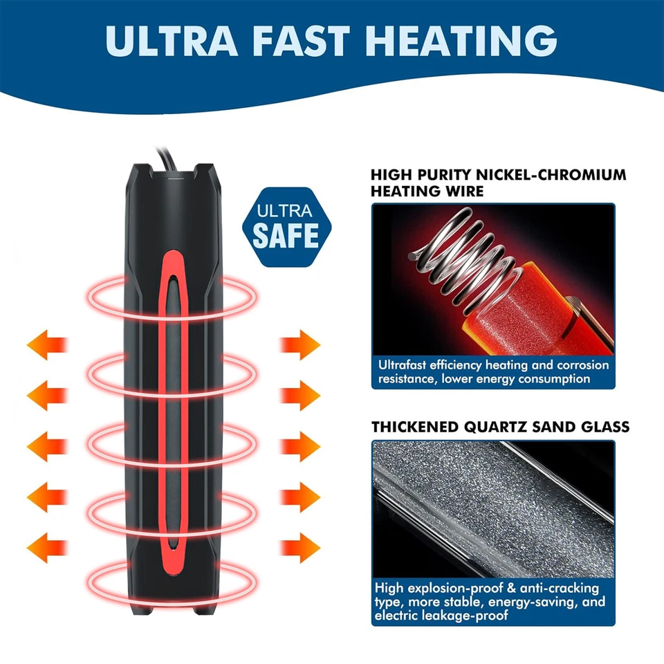 300W ​Submersible Aquarium Heater Quartz Fish Tank Heater Thermostat Controller - Image 3 of 4