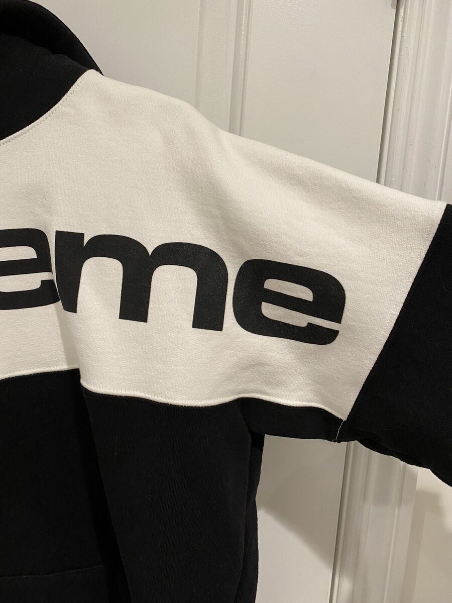 Authentic Excellent Supreme FW17 Black Color Blocked Hoodie Size Small S Block