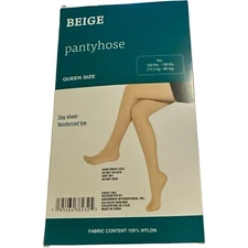 Juncture Pantyhose Day Sheer Reinforced Toe Beige Size Queen 