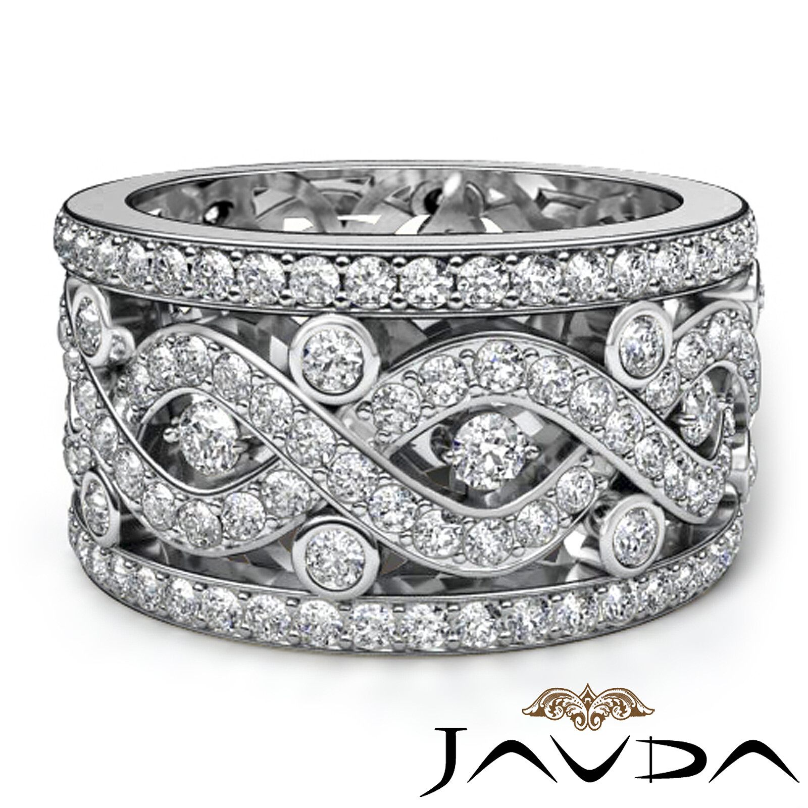 Twist Pave Round Diamond Wedding Band Womens Eternity Anniversary Ring ...