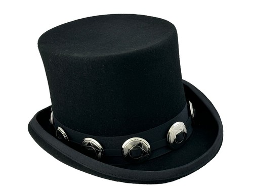 Black Felt Top Hat Large Conch Victorian Steampunk Mad Hatter Slash Rock Costume - Picture 6 of 7