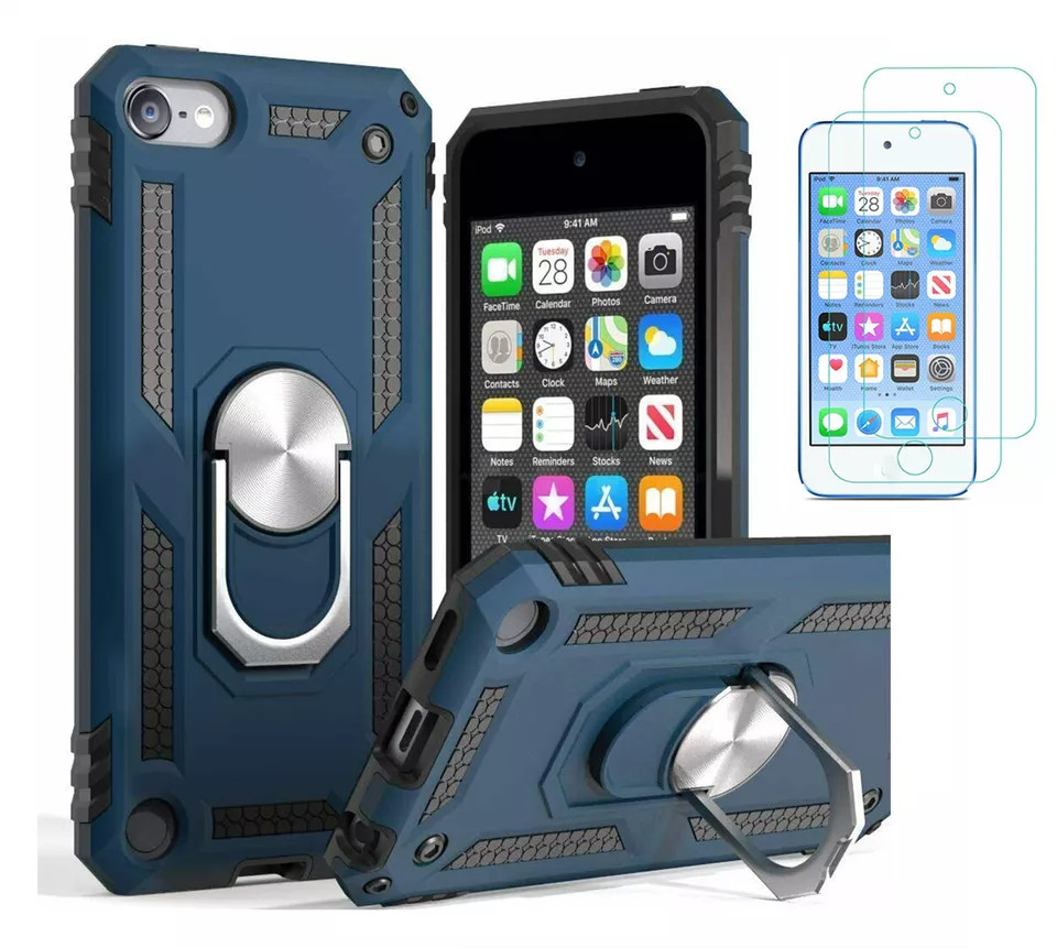 Heavy Duty Dual Layer Case 360&deg; Rotating Ring Kickstand for iPod Touch 7 6 5th