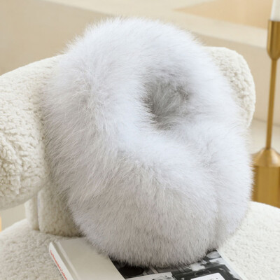 2023 Women Winter Fox Fur Earmuffs Soft Warm Hang Ear Protection Earlap Headwear