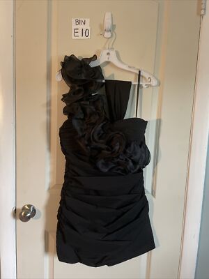 Let's Fashion Black One Shoulder Ruffle Ruched Mini Dress women's size XS |  eBay