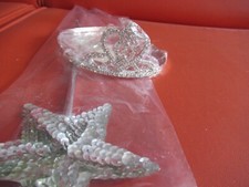 LOT of 2 Charmed Crown Diamond Rhinestone Floral Tiara w Long Magic Silver Wand