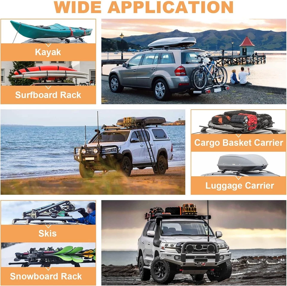 Portaequipajes de carga con barra transversal de techo superior para Volvo V70 C30 S60 S40 54" + bloqueo Foto 4 de 4