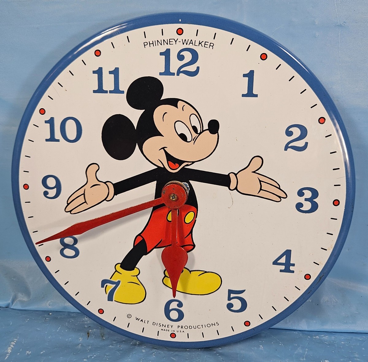 Vintage Disney Mickey Mouse Phinney Walker Metal Wall Clock | eBay