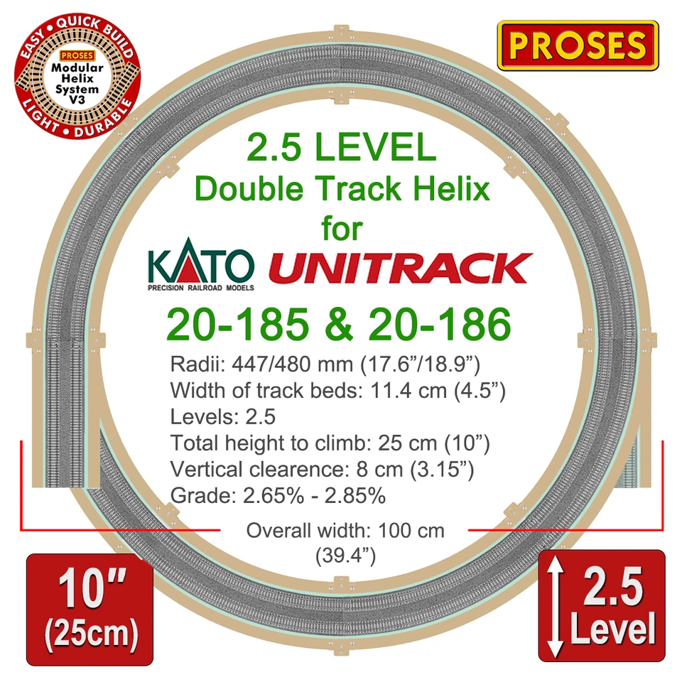 PROMOTION! 2.5 Level N Helix For KATO 20-185 Double Track - Height: 25cm/10" - Image 2 of 4