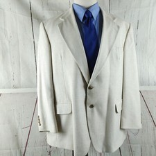 Haggar Clothing Co 48R Tan Beige Textured 2 Button Suit Blazer Sport Coat