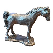 Pewter Horse Figurine Made in USA 3.5" Signed 1980 RB Handcrafted Vintage
