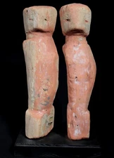 Ancient & Authentic African Art Archaic Couple Atié Akyé on Base - 25 Cms