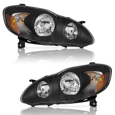Weelmoto Pair Headlights For 2003-2008 Toyota Corolla Black Lamps Left Right