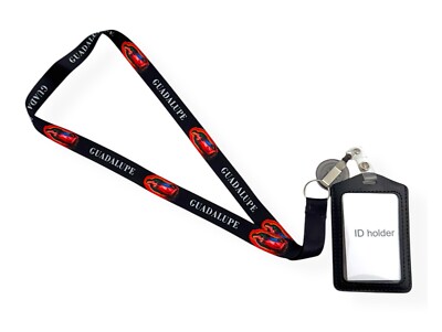 Our Lady of Guadalupe Virgin Black Lanyard Strap Cord ID Holder Name Badge Keys