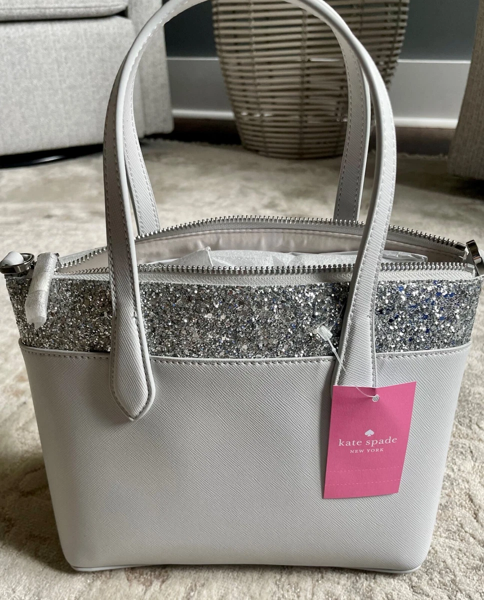 Kate Spade grey glitter satchel handbag NEW Never Used K8707