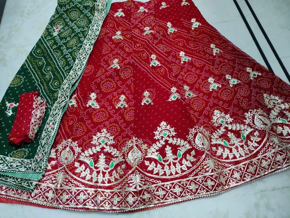 SARI BOLLYWOOD DISEÑADOR JAIPURI SARI HECHO EN CASA LEHENGA CHUNNI RAJPUTI CONJUNTO Foto 2 de 2
