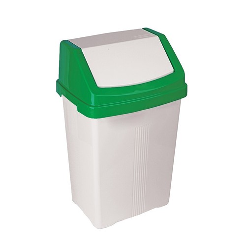 50L Swing Bin Recycle Plastic Waste Dustbins With Lid Home Kitchen Green/White - Picture 1 of 6