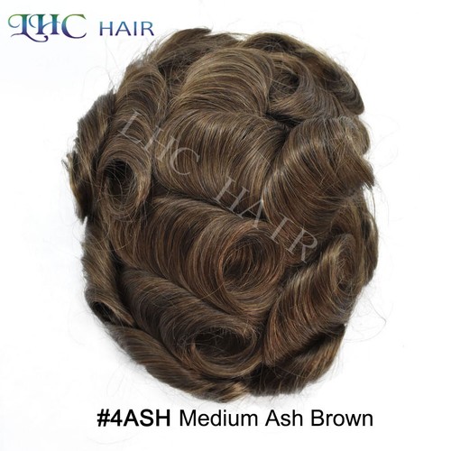 Mens Toupee Human Hair French Lace Front Natural Hairline Durable Hairpiece Wig - Picture 26 of 34