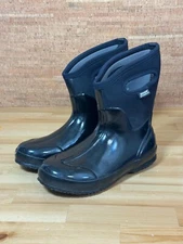 Bogs Classic Mid Handle Black Shiny Women's Winter Rain Snow Boots Size 9