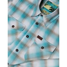 Dixxon Flannel Co Angaga Island Plaid Shirt Mens 2XL Teal D-Tech Long Sleeve