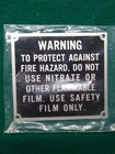 Film Projection Equipment Warning Sign Metal. To Protect Against Fire Hazard Do