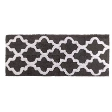 Bathroom Rug 28x54.5in Long Non Slip Bath Mat with Trellis Pattern, Charcoal